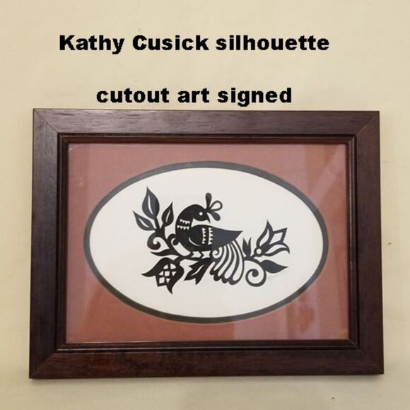 Kathy Cusick silhouette art framed bird pic - Picture 1 of 6